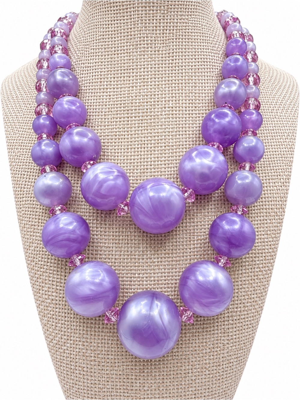 Vintage Lavender Pearl Statement Necklace - Women Jewelry